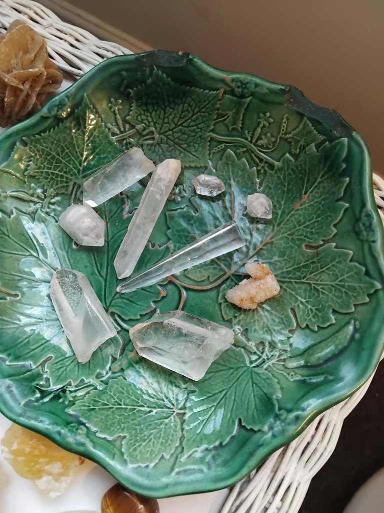 A Large Amount of Crystals, Some Natural, and Tumblestones, 2 Crystal Wands, and 2 Crystal Pendulums