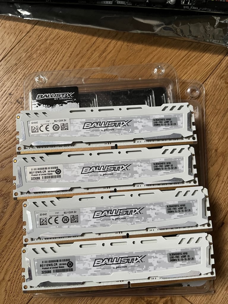 image for Crucial Ballistix DDR4 4x8GB for 32GB 2400MHz RAM - white BLS8G4D240FSC.16FBD2