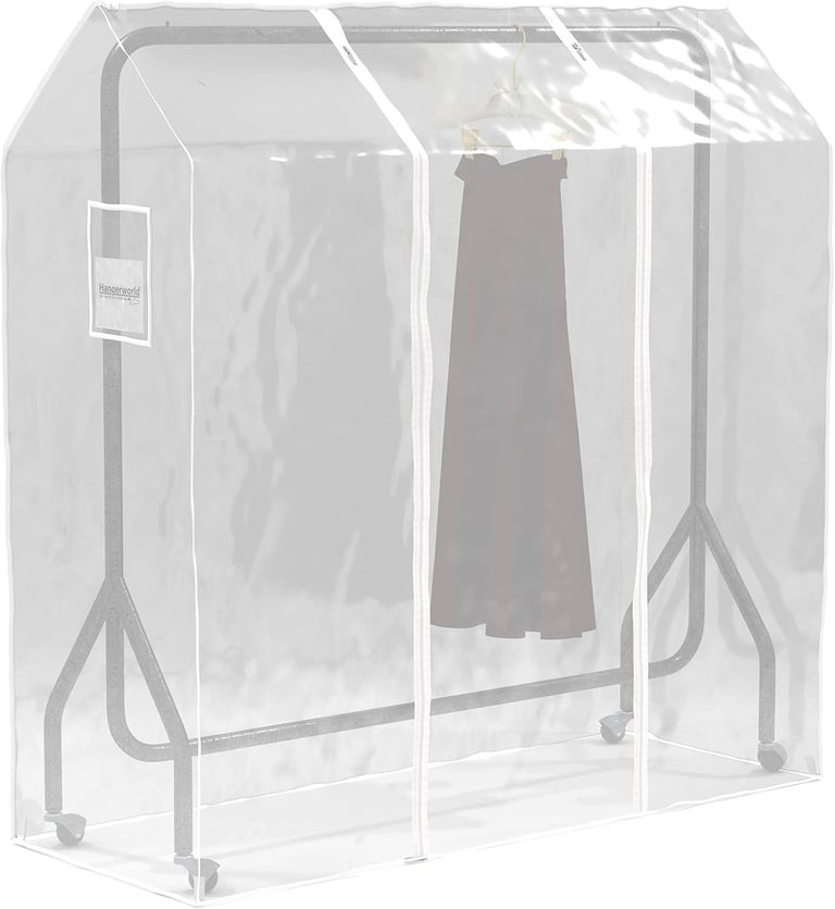 Heavy Duty Metal Clothes/Garment Rail 5ft Long x 5ft High with plastic cover