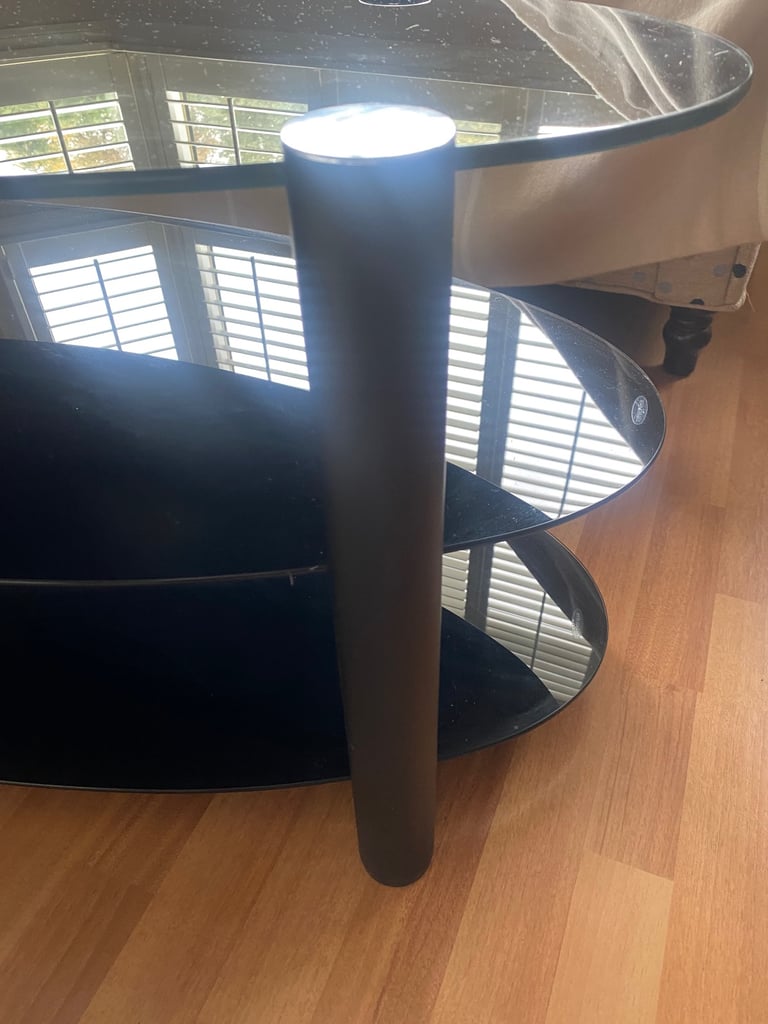 Black glass TV stand