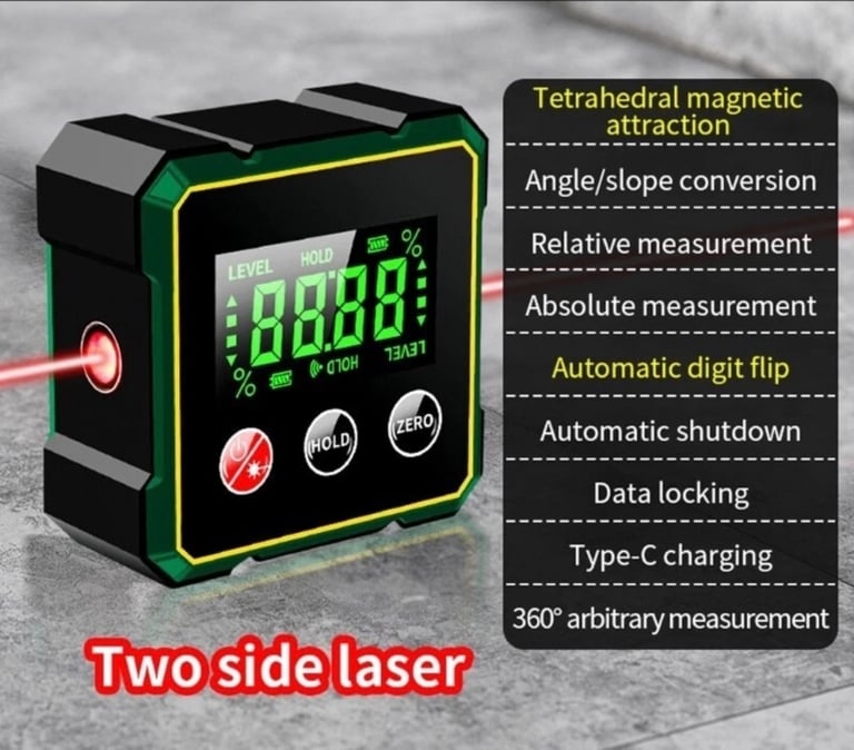 Tuosen Electronic Digital Dipmeter, Angles Measuring Tool with laser for Equipment 