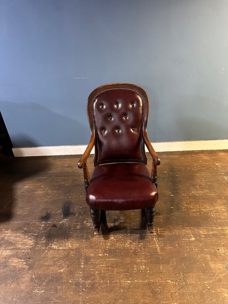 image for Great vintage Oxblood leather chesterfield rocking chair Uk delivery 