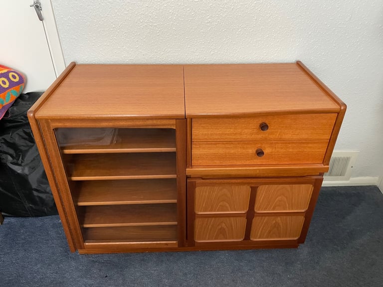 image for   Nathan media storage cabinet with glass door to shelves and closed cupboards 