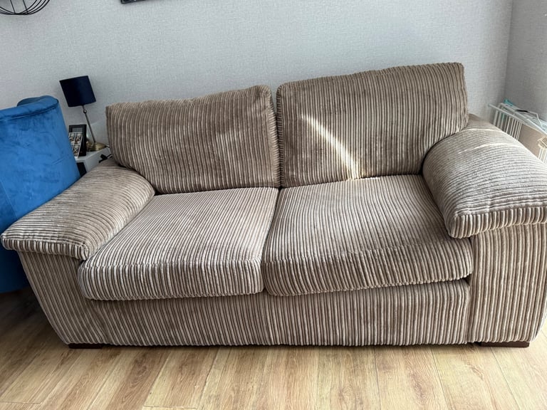 image for Brown corduroy 2 seater sofa 