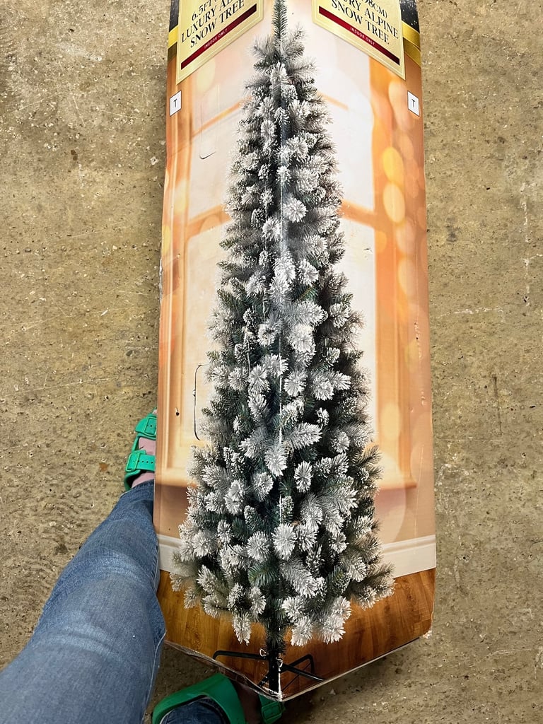 image for Tesco 6.5ft Luxury Alpine Snow Christmas Tree with Stand and in Box - Used Once