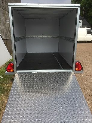 Box Trailer with Ramp in Black or White - Tickners Single Axle 8' x 5' x 5'