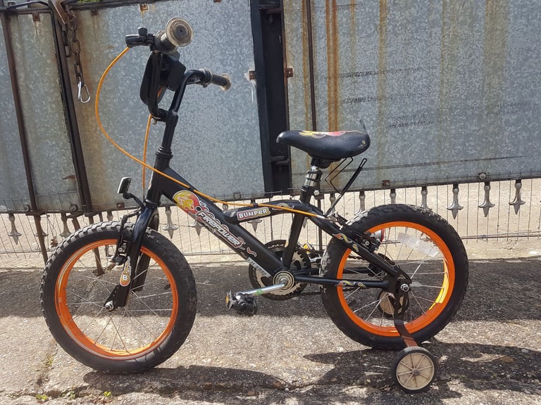 BUMPER FIRE POWER (black) 16 INCH WHEEL CHILDS BIKE ALLOY V BRAKES AND CHILDS BRAKE LEVERS