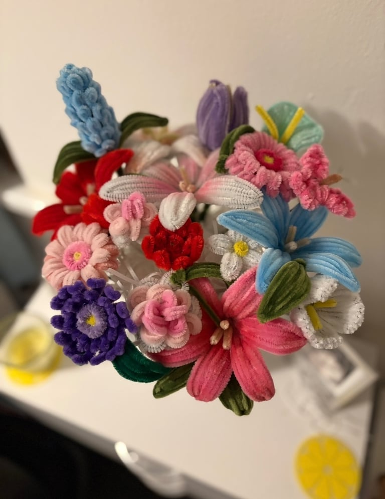 image for Handmade bouquet of pipe cleaner flowers