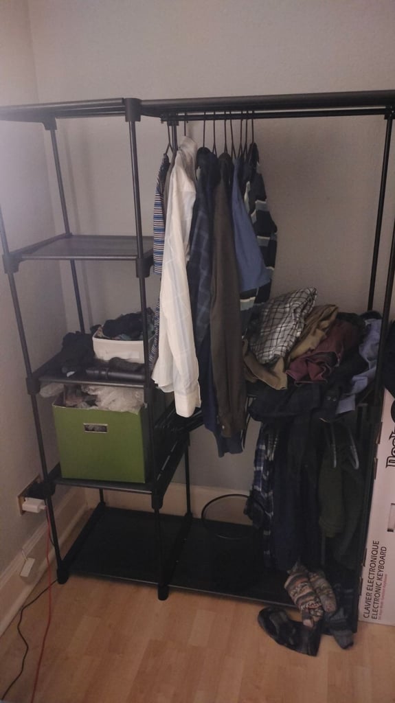 Fabric clothes wardrobe with shelves