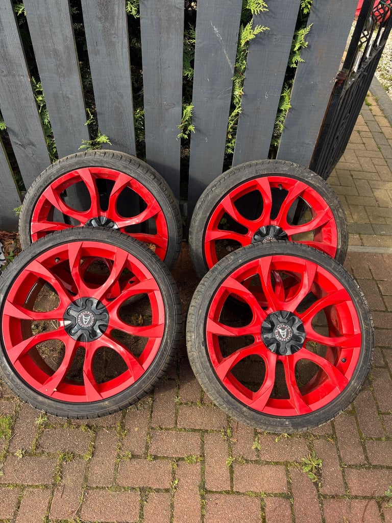 20” Wolfrace Candy Red Alloy Wheels + Tyres