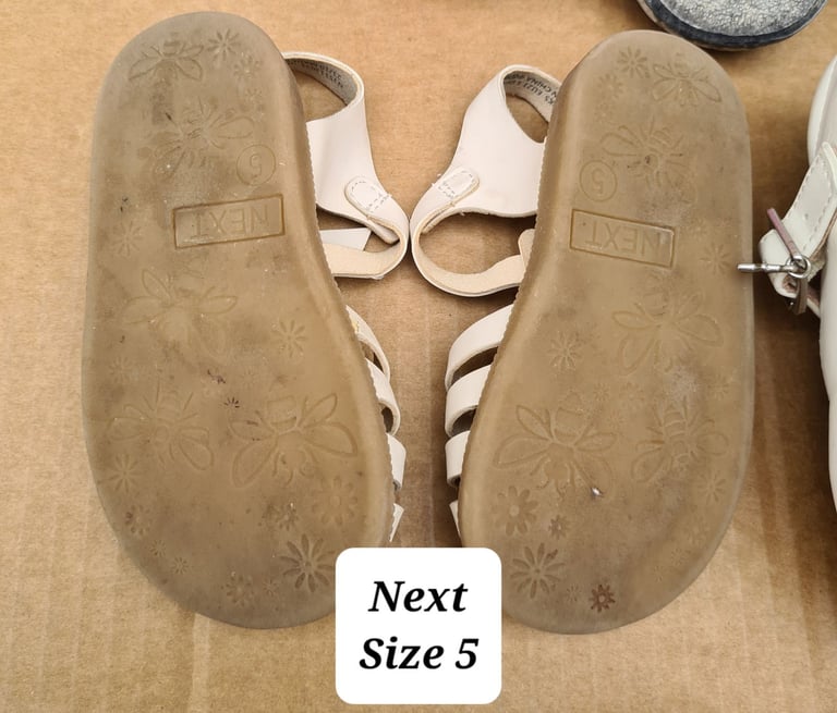 5 Pairs Of Young Girls Shoes Footware. Used. Sizes between 4 and 5.  2 or 3 years old at a guess. 