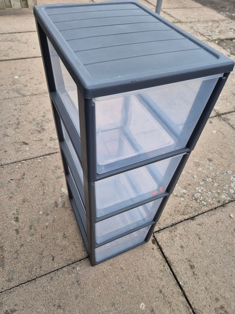 3-Drawer Plastic Storage Tower – Narrow Organizer Unit