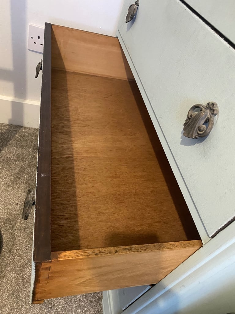 Solid wood chest of drawers, bedside table and mirror