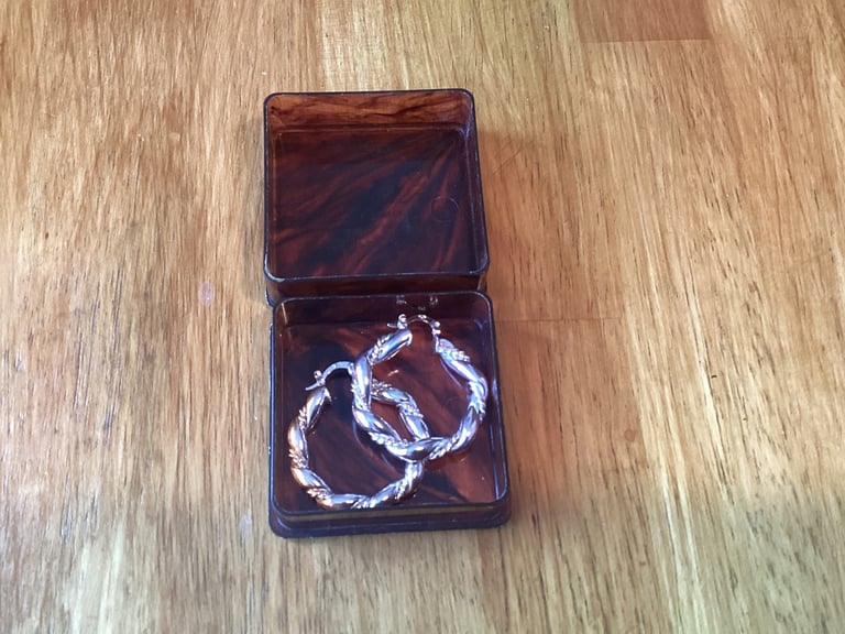 Sterling Silver Earrings Hoop 925 As New Boxed Gift Present