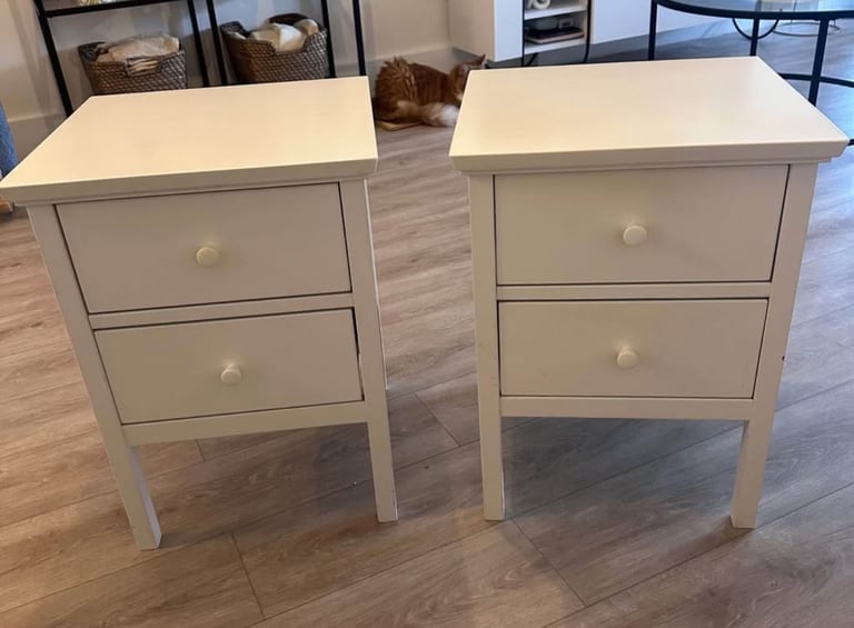 image for John Lewis Wilton 2 Drawer Bedside Cabinet, White x2