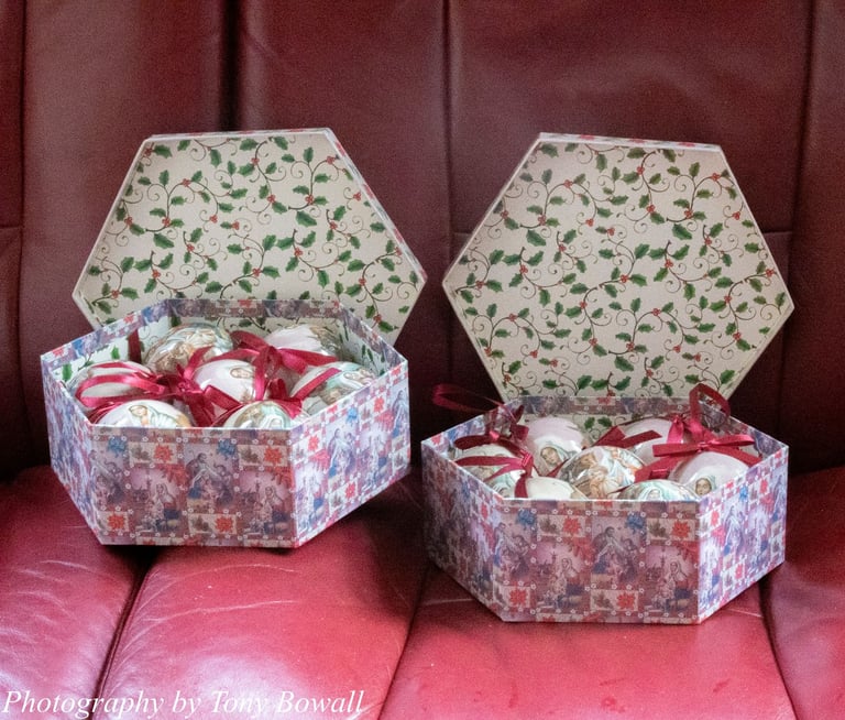 image for Tree Decorations. Two Boxes (14 balls) of unused Nativity scene baubles/Christmas Decorations