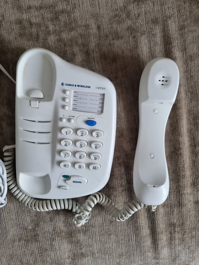 1980s CWP200 Push Button Corded White Telephone Vintage Retro