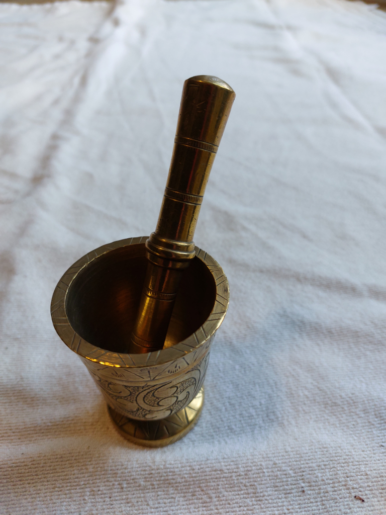 image for Vintage, Solid Brass Apothecary Pestle and Mortar