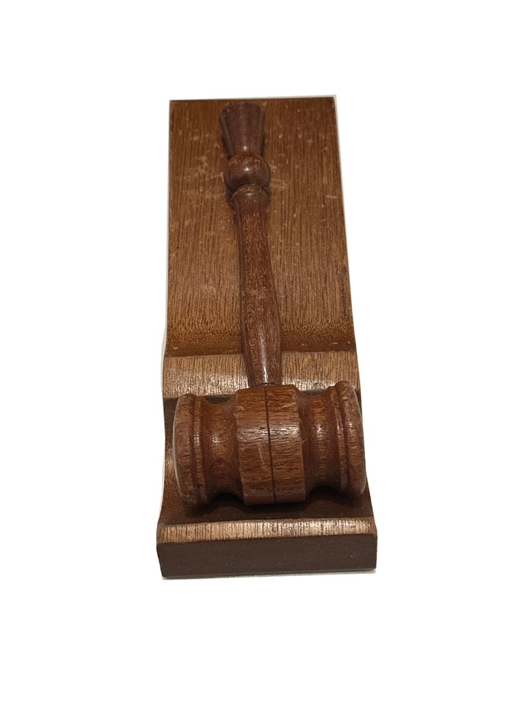 Antique Auctioneers Hammer and Stand