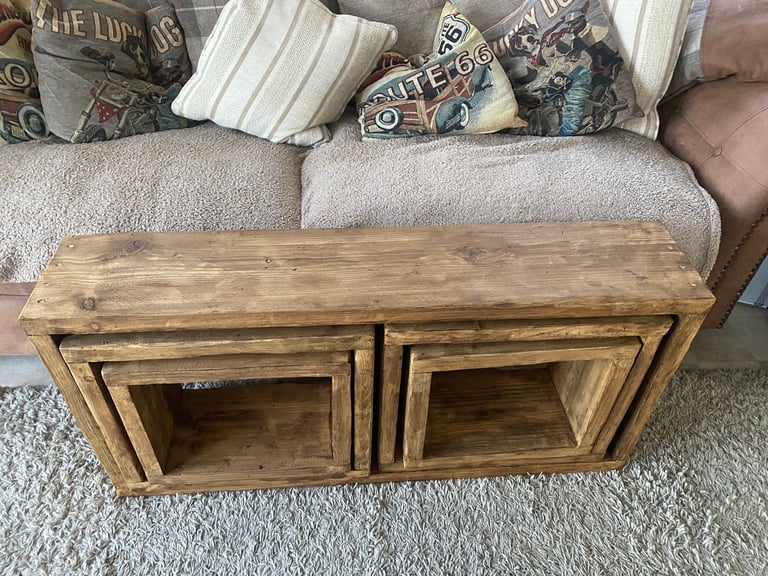 Double nest of tables Rustic, Hand Made reclaimed wood country cottage