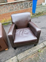Brown leather armchair £59