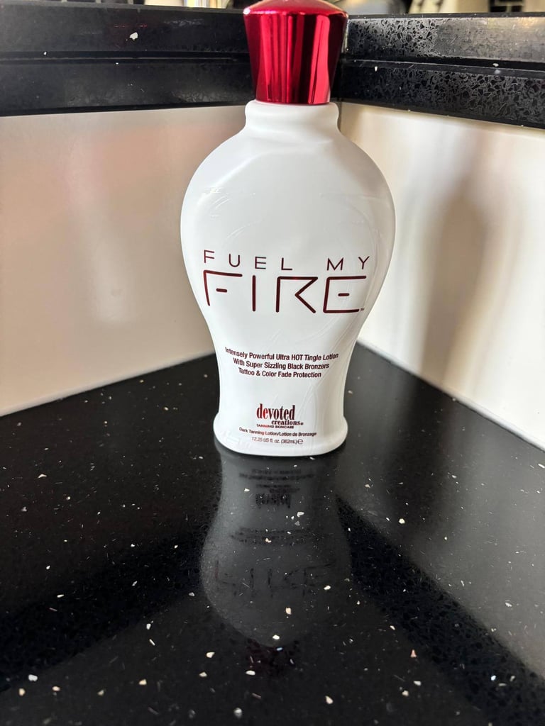 image for Devoted Creations Fuel My Fire Hot Tingle Sunbed Tanning Lotion, Used Once
