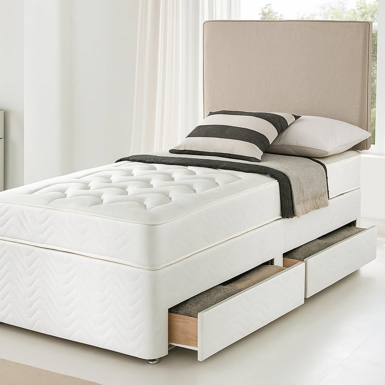image for Plush Upholstered Divan Bed Frame with Storage for a Luxurious Bedroom Upgrade
