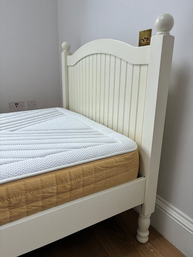 Single White Bed Frame with Mattress