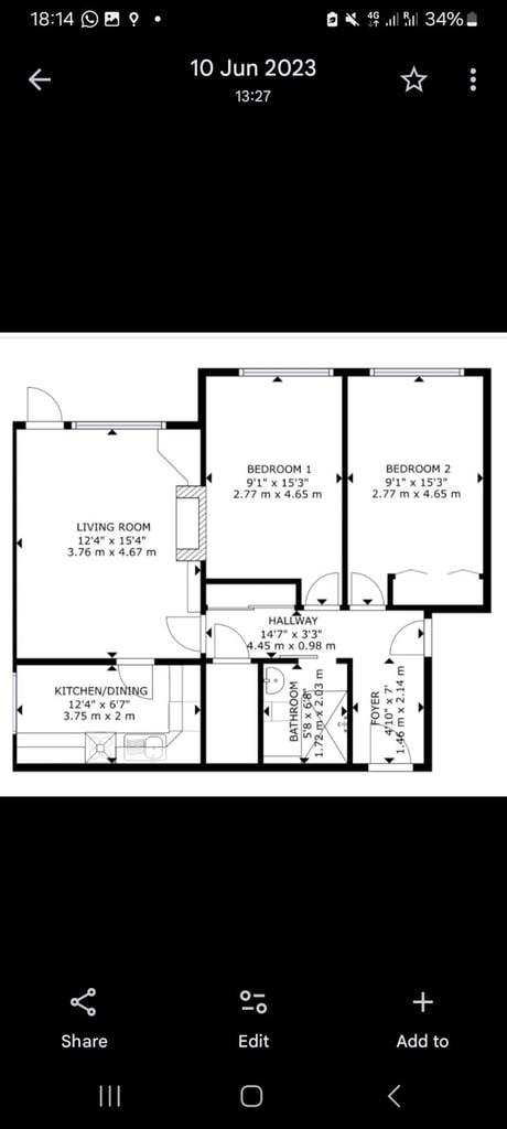 Lovely 2 bedroom with balcony near QUEH