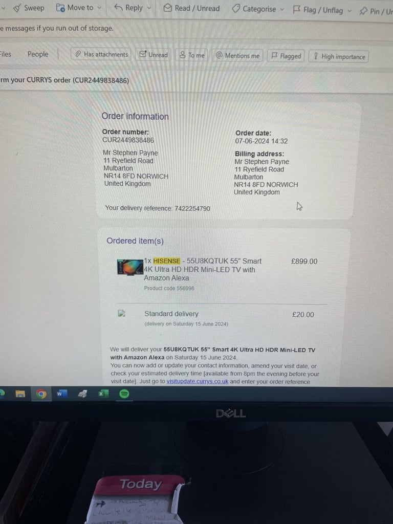 Hisense 55 Inch 55U8KQTUK Smart 4K TV (55inch) £400
