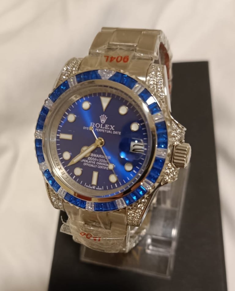 Men rollex watch blue sub class