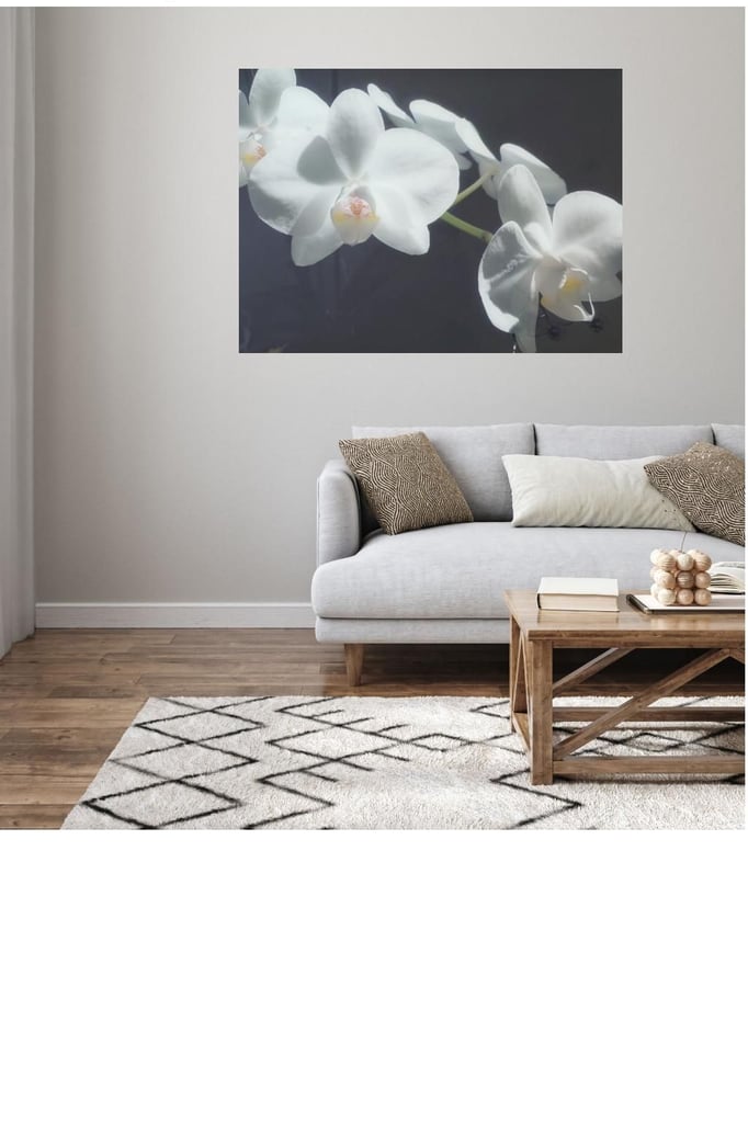 Decorative orchid artwork glass feature piece (splash back)