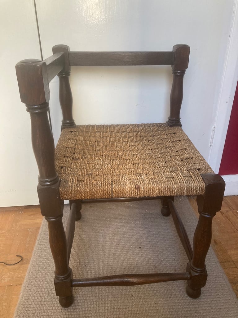 Antique woven rope corner seat. 