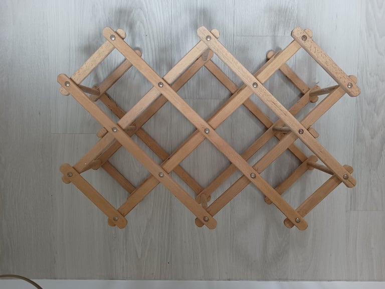 image for Vintage Wood Foldable 8 Bottles Wine Rack - H 38 X L 56 X D 18cm