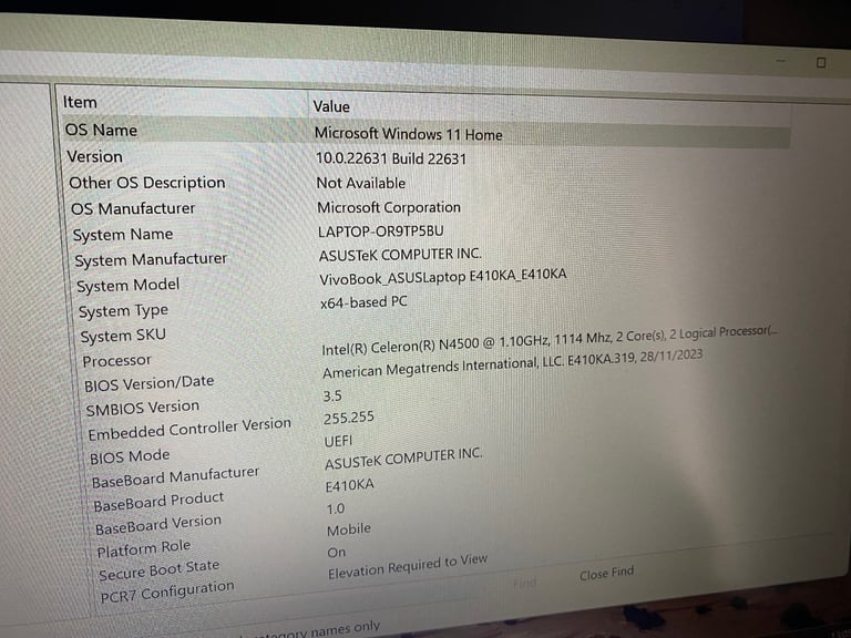 Asus laptop blue, 4GB RAM