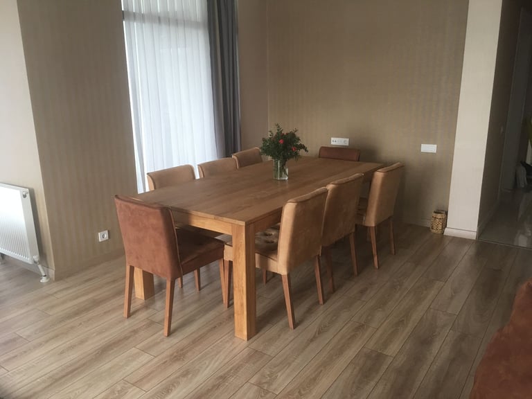 10-Seater Teak Dining Table & 8 chairs