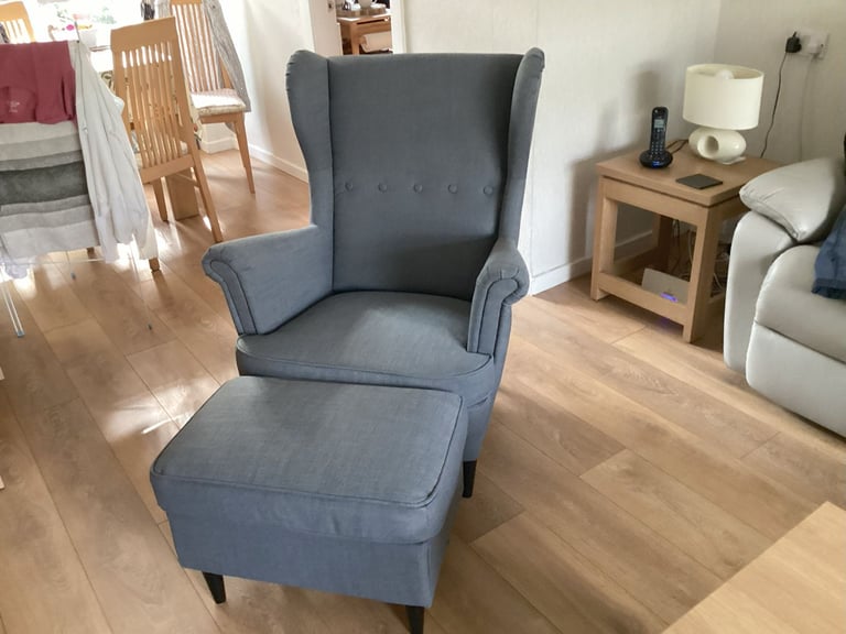image for WING CHAIR AND POUFFE FOR SALE !