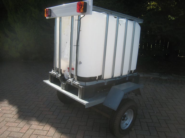 Erde water bowser trailer,600 litre IBC tank, Jockey wheel, Light board
