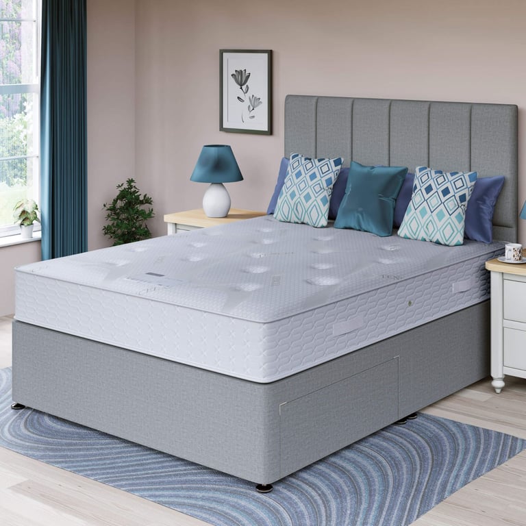image for DIVAN 4FT6 Double Bed Base With Mattress + Storage Drawers ^^ 20% Off Deal ¬ Order Now ~~