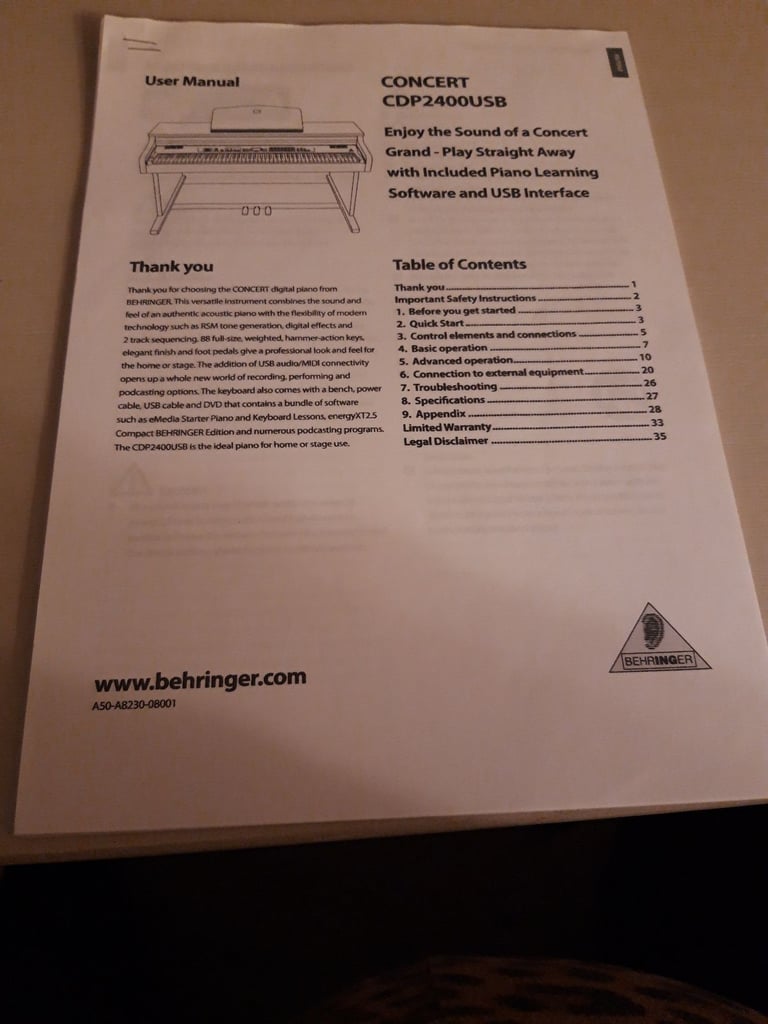 Piano Concert Electric with high glossy black lacquer finish. 