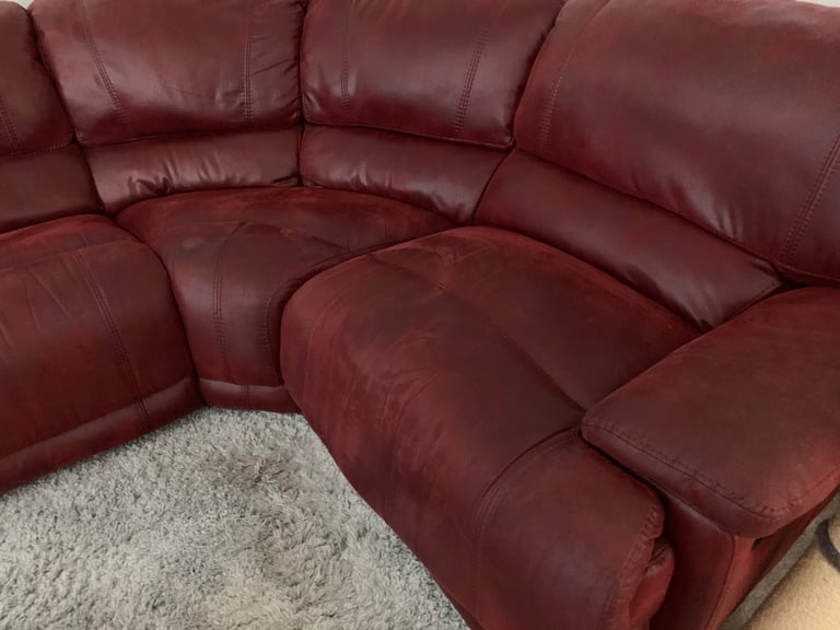Red Leather Corner Sofa