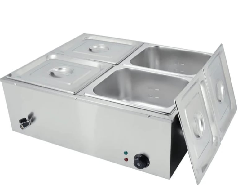  Commercial 4 Pot Countertop Wet Heat Bain Marie 4x GN1/2 Dr Cafe shop 