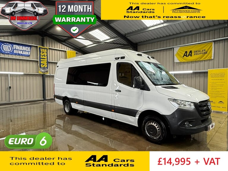 2019 Mercedes-Benz Sprinter 516CDI 19 Reg 9 Seater Crew Minibus 79K Miles + VAT  Diesel Manual
