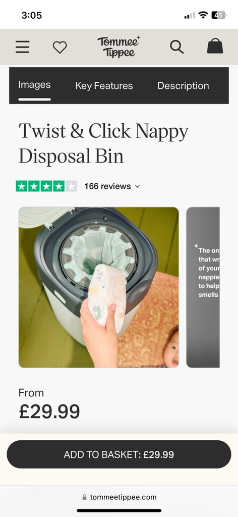 Twist & Click Nappy Disposal Bin from Tommee Tippee