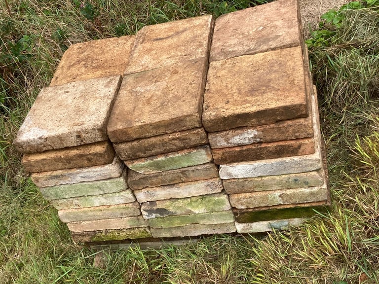 Victorian clay large  buff coloured floor tiles for conservatory/ greenhouse for sale. Reclaimed