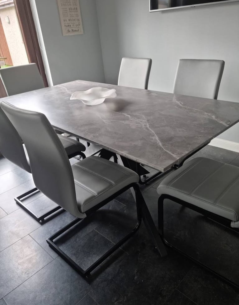 image for 6 × Dining Chair - light grey | faux leather