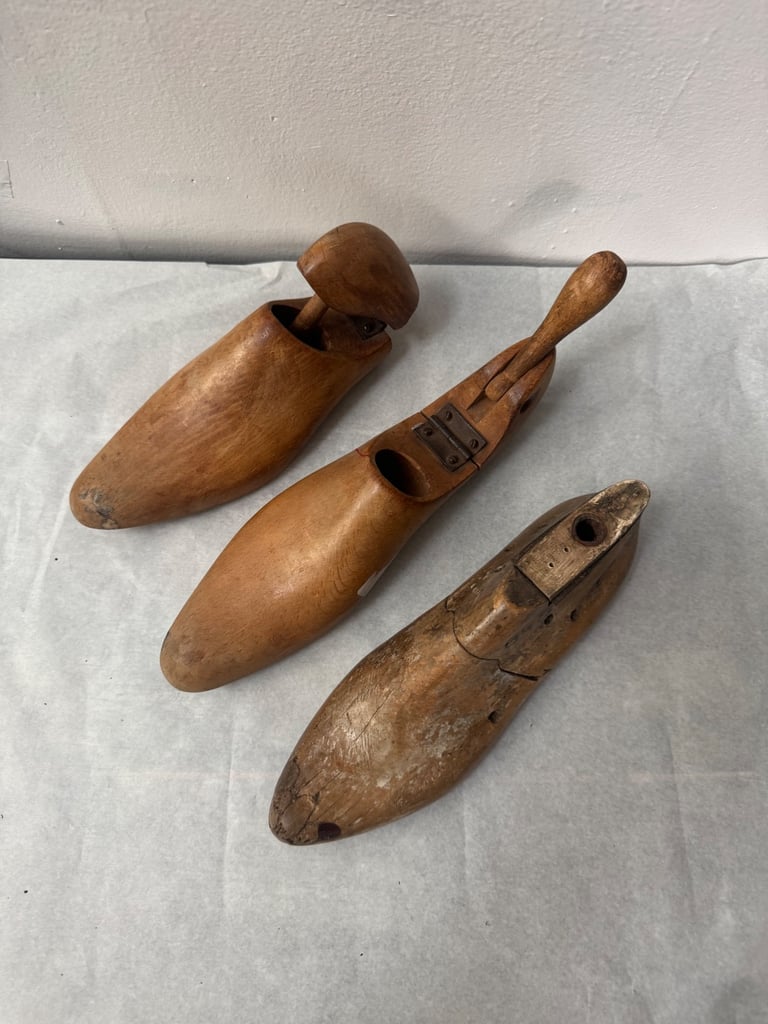 3 antique wooden shoe lasts shoe making cobler cordwainer designer vintage 
