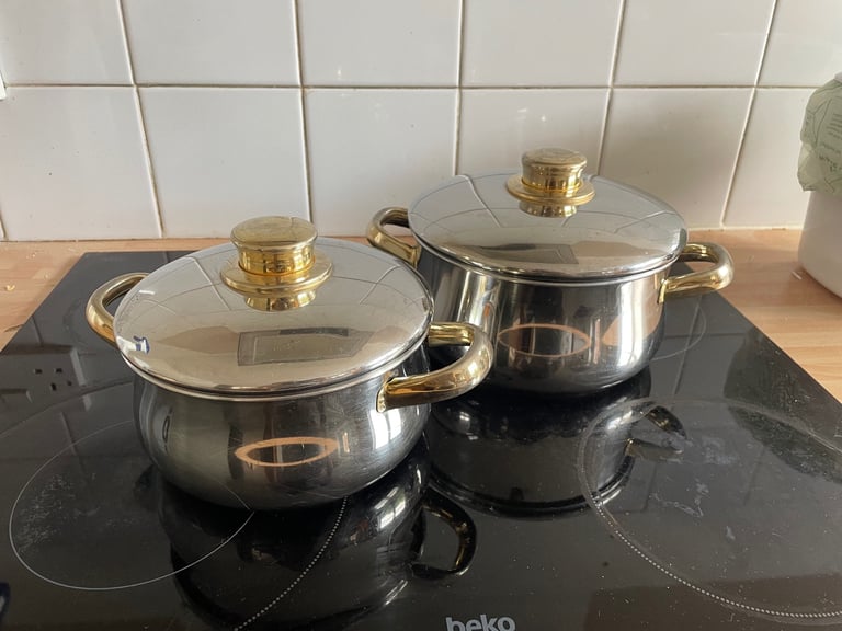 Pair of stainless steel pots