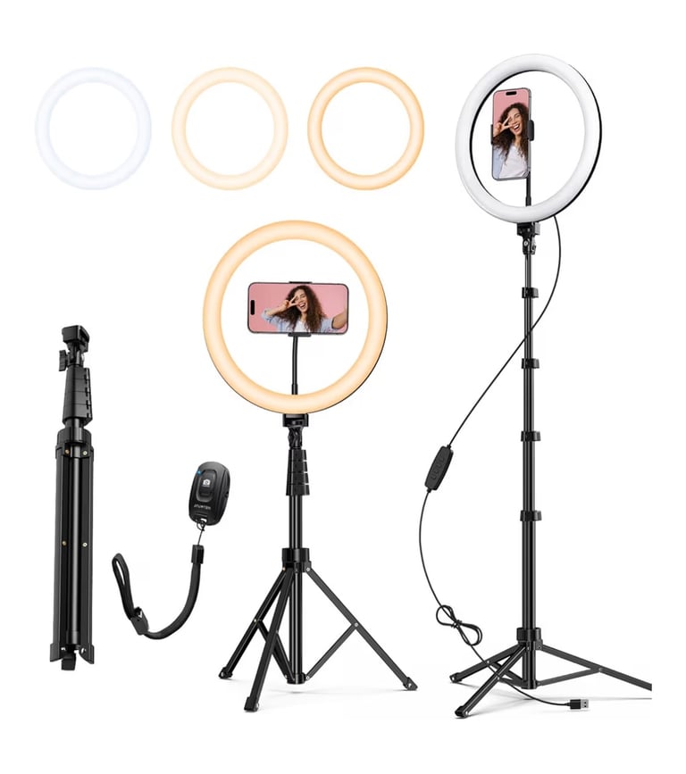 image for Tonor TRL-20 Ring Light 12” with Adjustable Tripod & Phone Holder – FREE