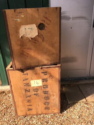 Wooden tea chests for store moving house